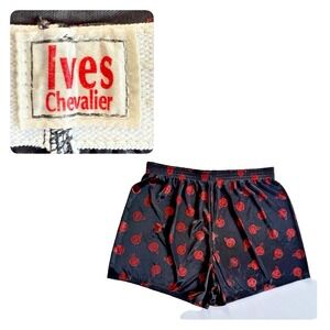 Vtg Ives Chevalier Posing Shorts Mens S Holiday Xmas Balls Silky Exotic Metallic
